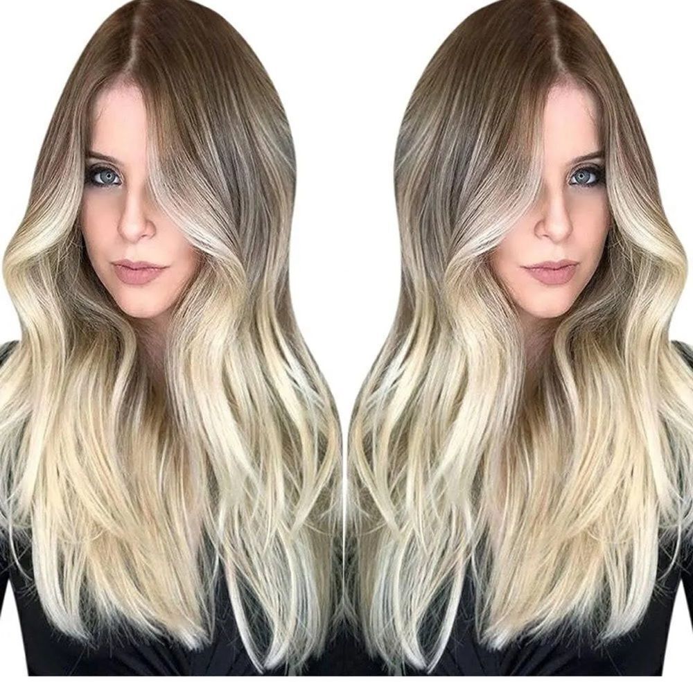 Full Shine Flat Silk Weft Virgin PU Sew in Human Hair Extensions Balayage Ombre